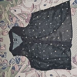 Hot Topic button-down sheer top moon print astrology large hg5